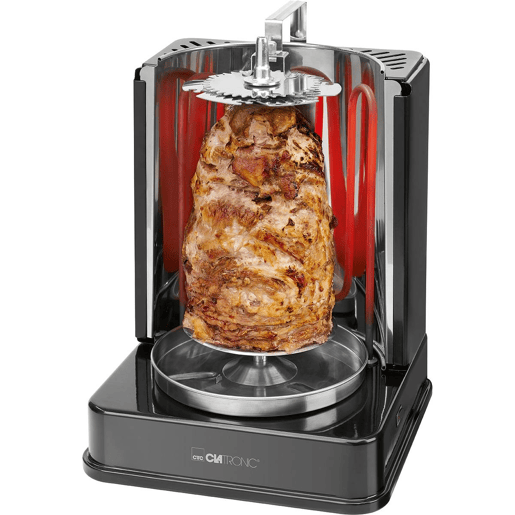 Clatronic DVG 3686 Forno Vertical Rotary Chicken Grill, Doner Kebab, Espetadas, 1400, Preto  cinza