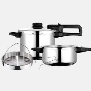 FAGOR DUAL Xpress 64 Panela de Pressão 6 + 4 L, Indução, Aço Inoxidável 1810, Regulador de pressão, 5 Sistemas de Segurança, , Prata