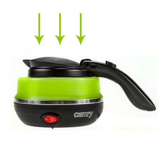 Camry CR 1265 Jarro Elétrico Dobrável, 0.5L, Chaleira Eléctrica, Silicone sem BPA, Elemento de Aquecimento oculto, Desligamento Automático, 750, Verde