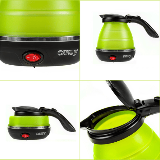 Camry CR 1265 Jarro Elétrico Dobrável, 0.5L, Chaleira Eléctrica, Silicone sem BPA, Elemento de Aquecimento oculto, Desligamento Automático, 750, Verde