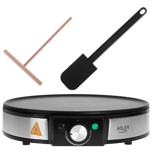 Adler AD3058 Máquina de Fazer Crepes, Diámetro 30cm, Placa Antiaderente, Temperatura Ajustável, 1600, Preto