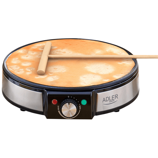 Adler AD3058 Máquina de Fazer Crepes, Diámetro 30cm, Placa Antiaderente, Temperatura Ajustável, 1600, Preto