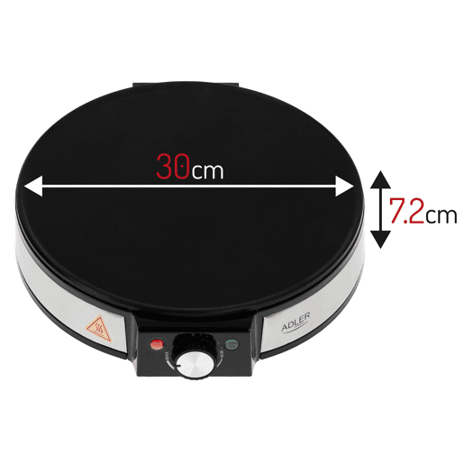Adler AD3058 Máquina de Fazer Crepes, Diámetro 30cm, Placa Antiaderente, Temperatura Ajustável, 1600, Preto