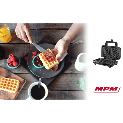 MPM MGO-20M Máquina de Waffles Eléctrica 2 Waffles Belgas Grossos, Placas Antiaderente, Termóstato Automático, 1000, Prata negra MPM MGO-20M Máquina de Waffles Eléctrica 2 Waffles Belgas Grossos, Placas Antiaderente, Termóstato Automático, 1000, Prata negra