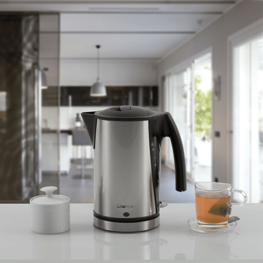 Clatronic WKS 3288 Jarro Elétrico 1,7 L, Chaleira Eléctrica, Inoxidável sem BPA, Sem Fios, Sistema de Aquecimento Oculto, 2200, Branco