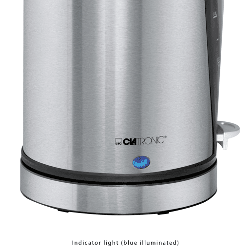 Clatronic WKS 3288 Jarro Elétrico 1,7 L, Chaleira Eléctrica, Inoxidável sem BPA, Sem Fios, Sistema de Aquecimento Oculto, 2200, Branco