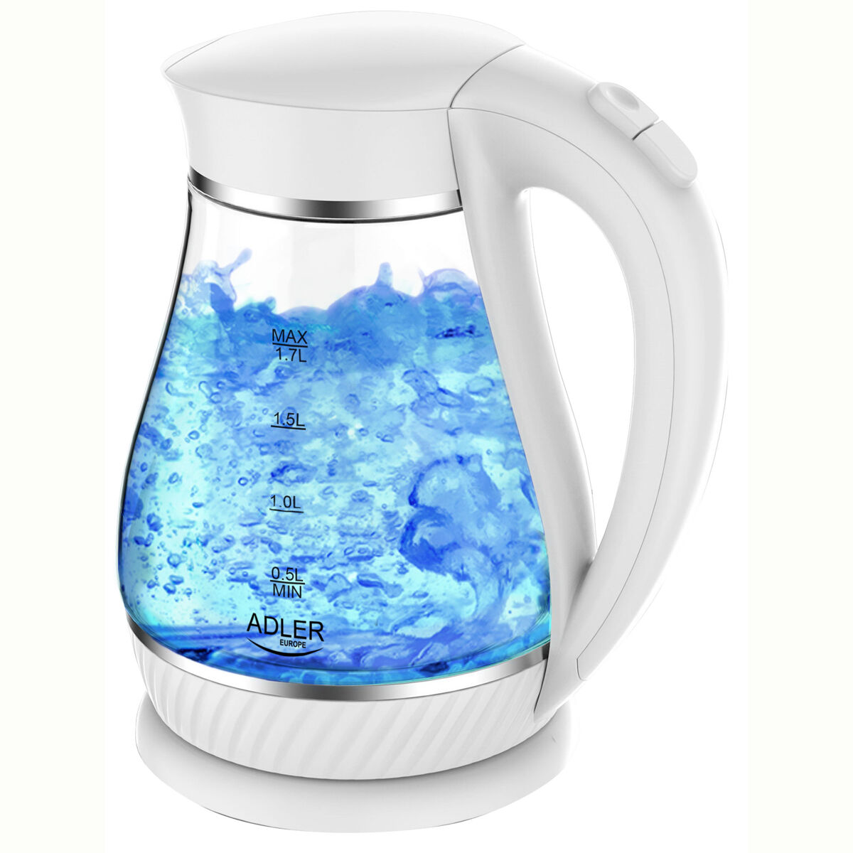 adler ad 1274w hervidor agua electrico 17 litros jarra cristal inalambrica retroiluminada apagado automatico 2200 blanco