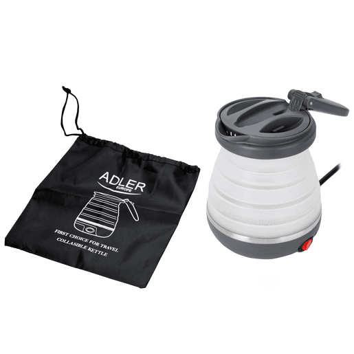 Adler AD1279 Jarro Eléctrica Dobrável, 0.5L, Silicone sem BPA, Elemento de Aquecimento oculto, Desligamento Automático, 750, Branco