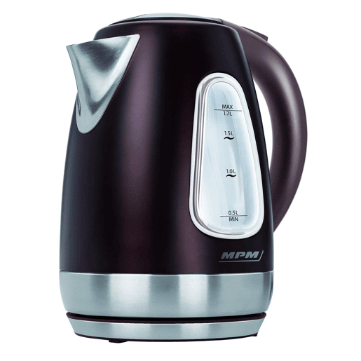 MPM MCZ-55 Jarro Elétrico 1,7 L, Chaleira Eléctrica, Aço Inoxidável sem BPA, Sem Fios, Elemento de Aquecimento Ocultado, 2200, Preto