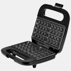 MPM MGO-39M Máquina de Waffles Eléctrica 2 Waffles Belgas Grossos, Placas Antiaderentes, Termóstato Automático, 1000, Prata negra