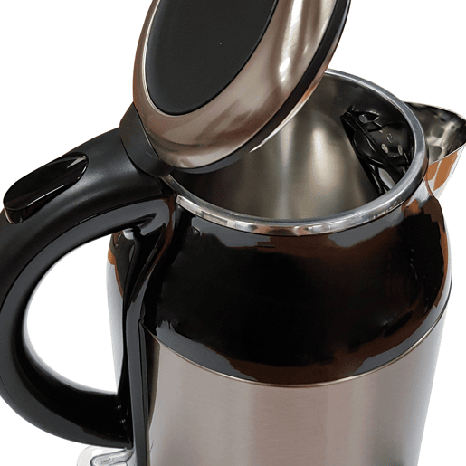MPM MCZ-91M Jarro Eléctrica 1,7 L, Chaleira Eléctrica, Aço Inoxidável sem BPA, Sem Fios, Elemento de Aquecimento Ocultado, 2000, Prata negra