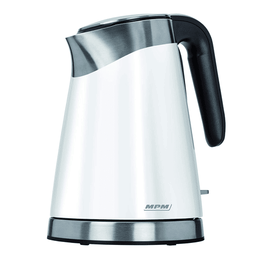 MPM MCZ-56 Jarro Elétrico 1,7 L, Chaleira Eléctrica, Aço Inoxidável sem BPA, Sem Fios, Elemento de Aquecimento Oculto, 2200, Branco