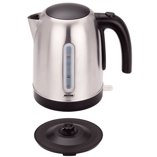 MPM MCZ-102M Jarro Eléctrico 1,7 L, Chaleira Eléctrica, Aço Inoxidável sem BPA, Sem Fios, Elemento de Aquecimento Ocultado, 2200,
