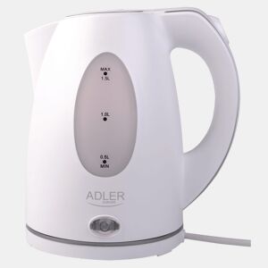 Adler AD 1207 Chaleira Eléctrica de Água 1,5 L sem BPA, sem Fio, Desligamento Automático, Filtro Anti-Calcário, 2200, Branco