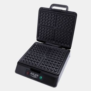 Adler AD3036 Máquina de Waffles Eléctrica 4 Waffles Belgas, Placas Anti-aderentes, 1500, Prata