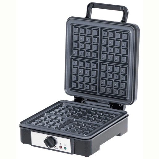 Adler AD3049 Máquina de Waffles Eléctrica 4 Waffles Belgas Grossos, Placas Antiaderentes, Termóstato Ajustável, 1800, Preto
