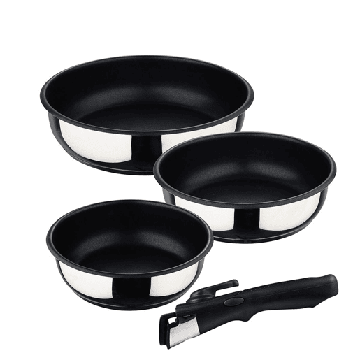Conjunto de Frigideiras Bergner Click & Cook Aço inoxidável (3 Peças)