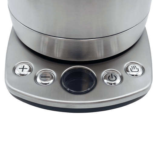 MPM MCZ-51 Jarro Eléctrica 1,7 L, Chaleira Eléctrica, Aço Inoxidável, sem BPA, Sem Fios, Painel de Controlo, Elemento de Aquecimento Oculto, 2200, Prata