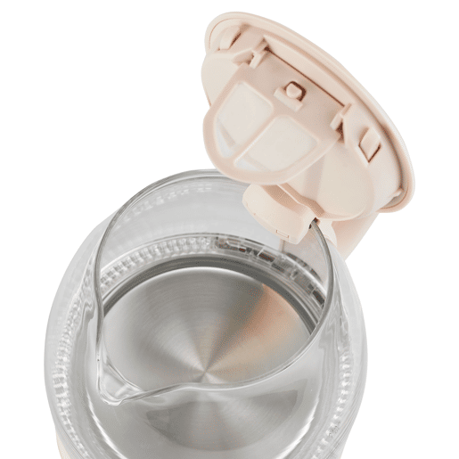 Adler AD1283C Chaleira Eléctrica em Vidro 1 L, Interior Iluminado, sem Fios Desligamento Automático, 1100, Creme