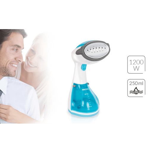 MPM MZP-01 Máquina de Engomar a Vapor vertical 30 gmin, Sistema Anti-gotas, 1200, Branco azul MPM MZP-01 Máquina de Engomar a Vapor vertical 30 gmin, Sistema Anti-gotas, 1200, Branco azul
