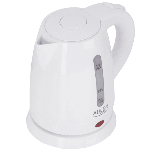 Adler AD1272 Jarro Eléctrica 1L, Chaleira Eléctrica, BPA livre, Elemento de Aquecimento Oculto, Base 360, 1600, Branco