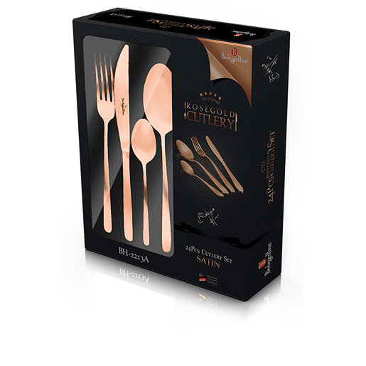 Berlinger Haus Rose Gold Satin Conjunto de Talheres de 24 Peças Aço Inoxidável Acabamento Ouro Fosco Conjunto para 6 Pessoas, , Ouro Rosa