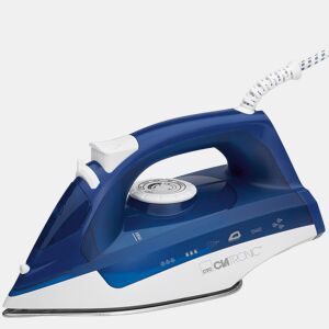 Clatronic DB 3704 Ferro a Vapor Base Inox, Função de Engomar a Seco, Vapor Vertical, 2200, Branco azul