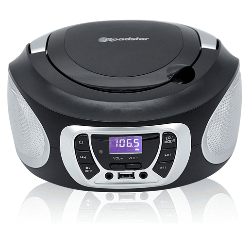 Roadstar CDR-365USL Radio CD Player Portable FM PLL, Leitor CD-MP3 Porta USB, Estéreo AUX-IN, Saída Auscultadores, , Prata negra Roadstar CDR-365USL Radio CD Player Portable FM PLL, Leitor CD-MP3 Porta USB, Estéreo AUX-IN, Saída Auscultadores, , Prata negra