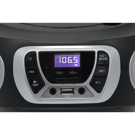 Roadstar CDR-365USL Radio CD Player Portable FM PLL, Leitor CD-MP3 Porta USB, Estéreo AUX-IN, Saída Auscultadores, , Prata negra Roadstar CDR-365USL Radio CD Player Portable FM PLL, Leitor CD-MP3 Porta USB, Estéreo AUX-IN, Saída Auscultadores, , Prata negra