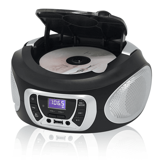 Roadstar CDR-365USL Radio CD Player Portable FM PLL, Leitor CD-MP3 Porta USB, Estéreo AUX-IN, Saída Auscultadores, , Prata negra Roadstar CDR-365USL Radio CD Player Portable FM PLL, Leitor CD-MP3 Porta USB, Estéreo AUX-IN, Saída Auscultadores, , Prata negra