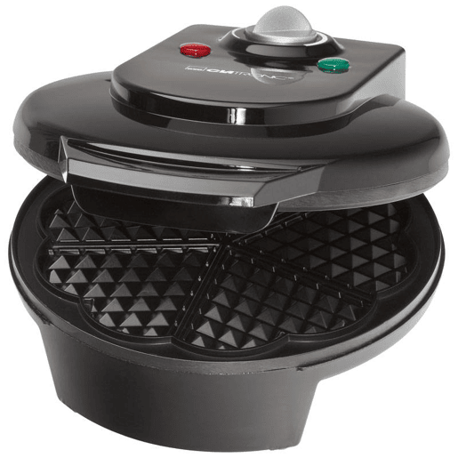 Clatronic WA 3491 Máquina de Waffles, 5 Waffles em Forma de Coração, Placas Anti-aderentes, 1200, Preto