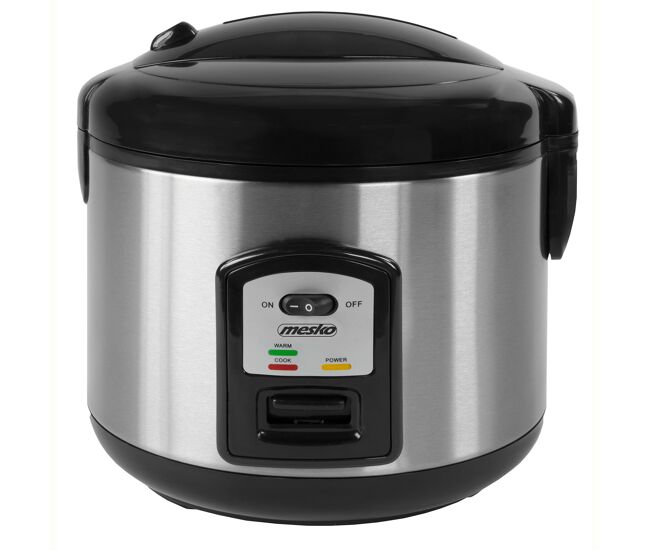 Mesko ms6411 arrocera eléctrica, cocedero de arroz 1,5 litros, función mantener caliente, apagado automático, 1000, acero inoxidable