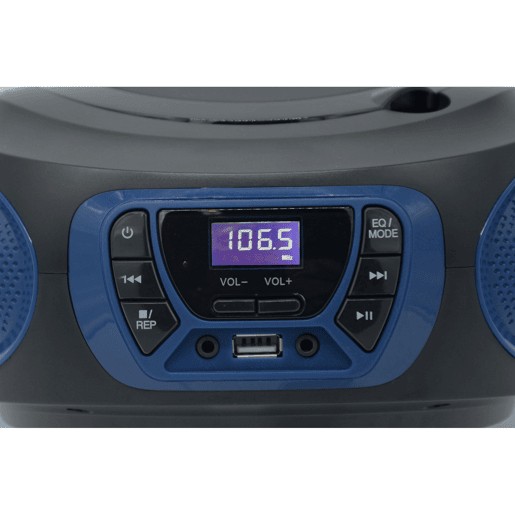 Roadstar CDR-365UBL Radio CD Player Portable FM PLL, Leitor CD-MP3 Porta USB, Estéreo AUX-IN, Saída Auscultadores, , Preto Azul