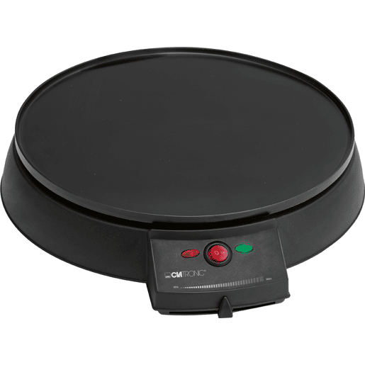 Clatronic CM 3372 Máquina de Fazer Crepes, Diámetro 29cm, Placa Antiaderente, Termóstato Ajustável, 900, Preto