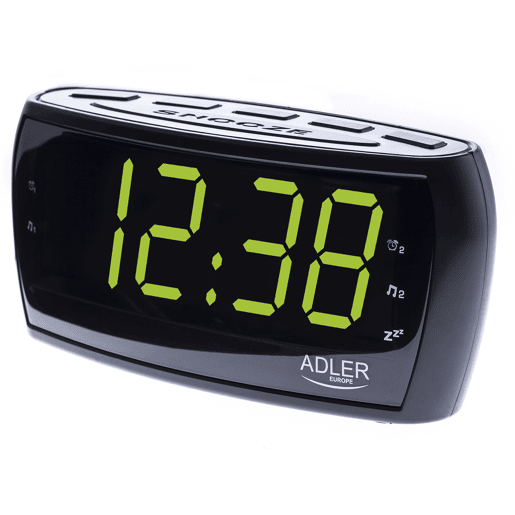 Adler AD1121 Rádio Despertador, Relógio Digital AM-FM, Grande Visor LED, Controlo de Brilho, Função SNOOZE, , Preto