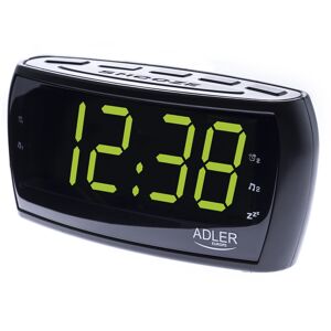 Adler AD1121 Rádio Despertador, Relógio Digital AM-FM, Grande Visor LED, Controlo de Brilho, Função SNOOZE, , Preto