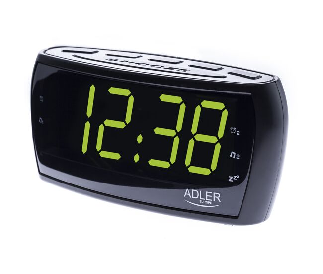Adler ad1121 radiodespertador digital am-fm, gran pantalla led, control de brillo, función snooze, , negro