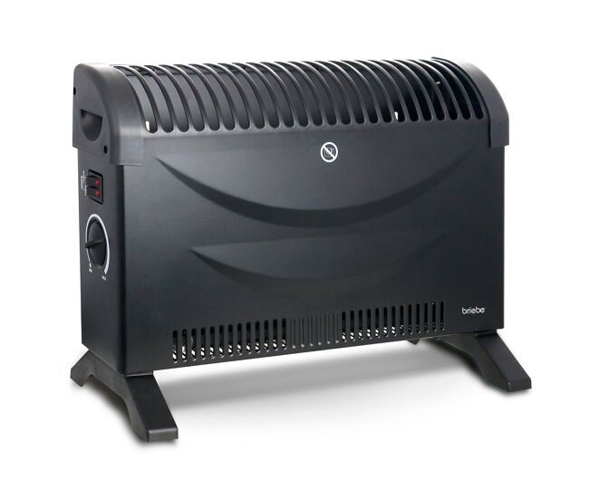 Briebe 128215.1 aquecedor convector 3 níveis de potência, regulador de temperatura, termóstato automático, 2000, preto