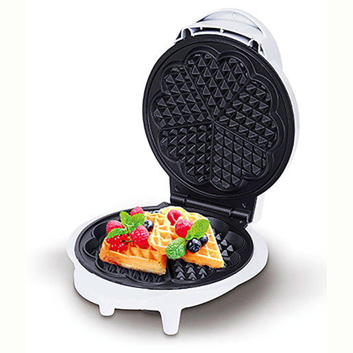 Camry CR 3022 Máquina de Waffles, 5 Waffles em Forma de Coração, Placas Anti-aderentes, Termóstato Ajustável, 1000, Branco