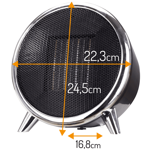 Adler AD7742 Aquecedor Cerâmico Portátil 2 Níveis de Potência, Termóstato Automático, Design Moderno, 1500, Prata negra