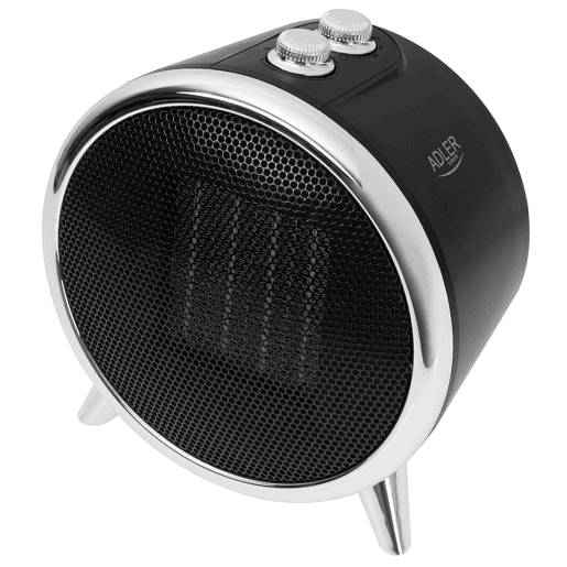Adler AD7742 Aquecedor Cerâmico Portátil 2 Níveis de Potência, Termóstato Automático, Design Moderno, 1500, Prata negra