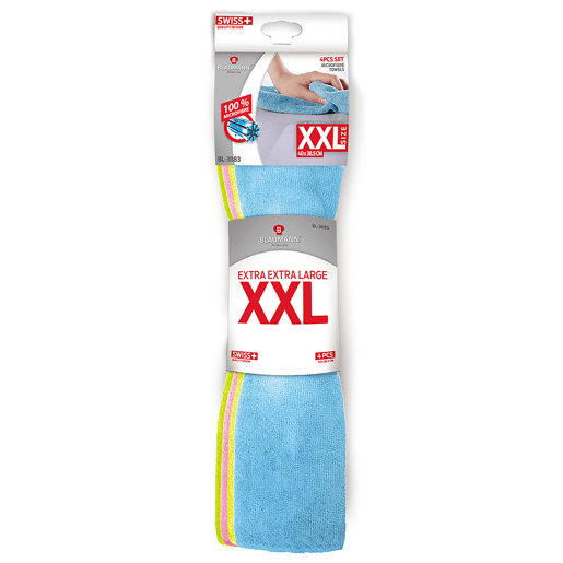 Blaumann AT-3883 Conjunto 4 Toalhas de Cozinha em Microfibra, Panos de Secagem Suave, Absorventes, Grandes XXL, , Multicolorido