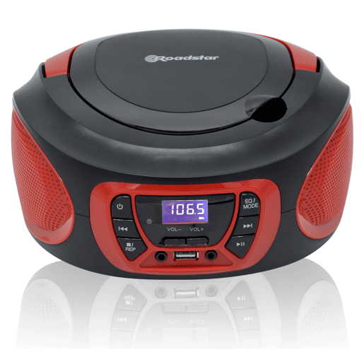 Roadstar CDR-365URD Radio CD Player Portable FM PLL, Leitor CD-MP3 Porta USB, Estéreo AUX-IN, Saída Auscultadores, , Vermelho preto Roadstar CDR-365URD Radio CD Player Portable FM PLL, Leitor CD-MP3 Porta USB, Estéreo AUX-IN, Saída Auscultadores, , Vermelho preto