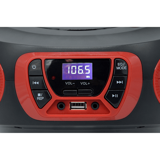 Roadstar CDR-365URD Radio CD Player Portable FM PLL, Leitor CD-MP3 Porta USB, Estéreo AUX-IN, Saída Auscultadores, , Vermelho preto Roadstar CDR-365URD Radio CD Player Portable FM PLL, Leitor CD-MP3 Porta USB, Estéreo AUX-IN, Saída Auscultadores, , Vermelho preto