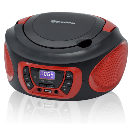 Roadstar CDR-365URD Radio CD Player Portable FM PLL, Leitor CD-MP3 Porta USB, Estéreo AUX-IN, Saída Auscultadores, , Vermelho preto Roadstar CDR-365URD Radio CD Player Portable FM PLL, Leitor CD-MP3 Porta USB, Estéreo AUX-IN, Saída Auscultadores, , Vermelho preto