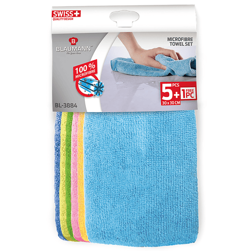 Blaumann AT-3884 Conjunto 6 Toalhas de Cozinha em Microfibra, Panos de Secagem Suave, Absorventes, Grandes, , Multicolorido