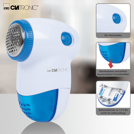 Clatronic TC 3758 Tira Borbotos Lâminas de Aço Inoxidável,Tanque Removível, Baterias, , Branco azul