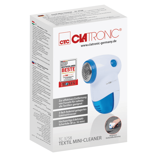 Clatronic TC 3758 Tira Borbotos Lâminas de Aço Inoxidável,Tanque Removível, Baterias, , Branco azul