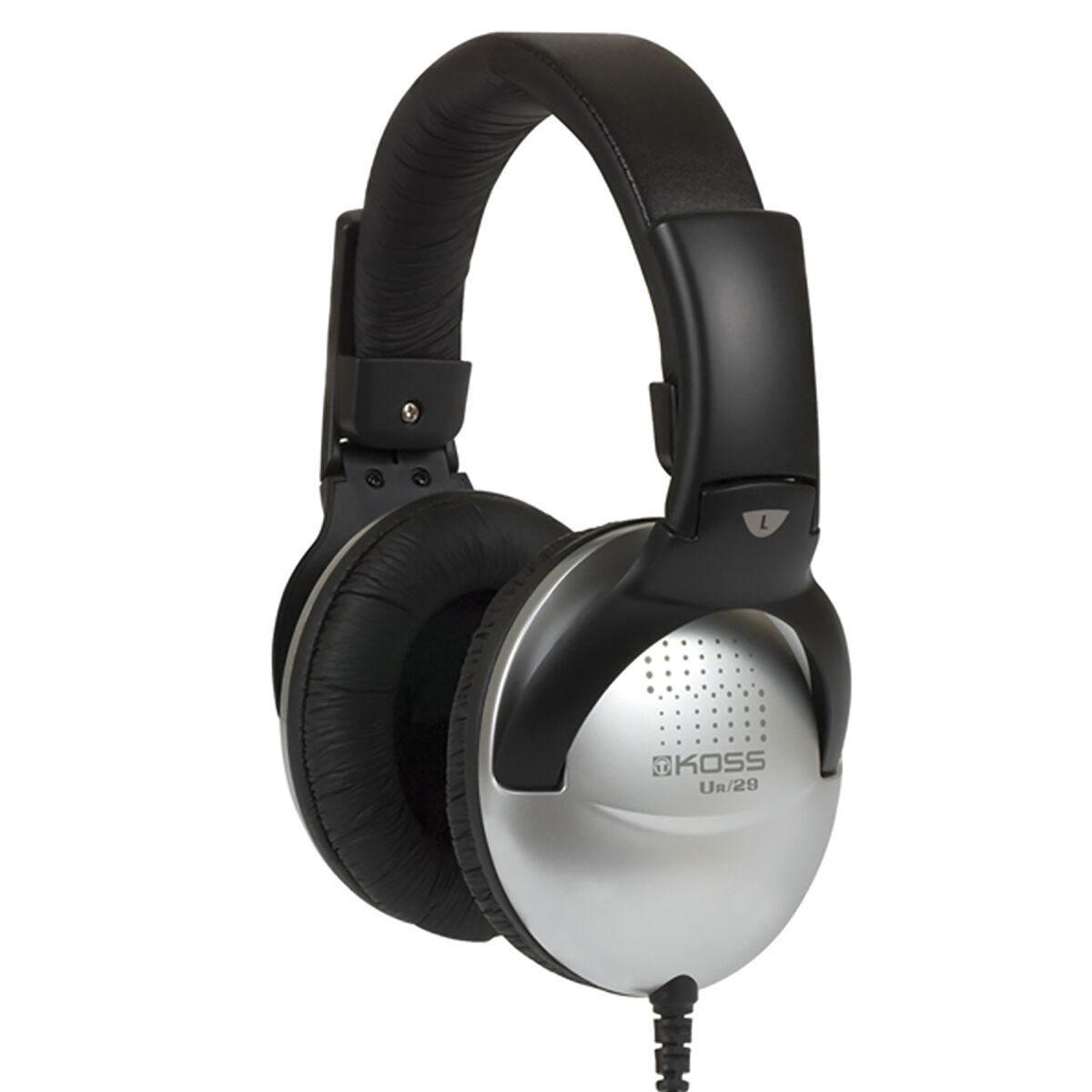 Koss ur29 auriculares con cable, cascos dj de diadema cerrados, headphones over ear, control de volumen, , negro/plata