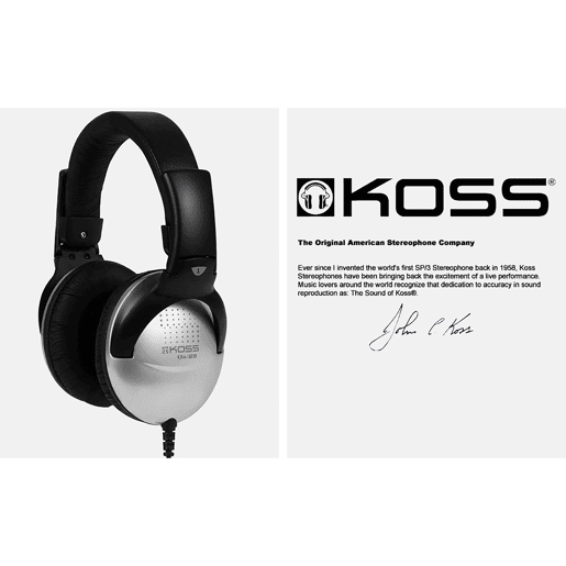 KOSS UR29 Auscultadores com Fio, DJ Auriculares de Faixa, Fechado, Headphones Over Ear Controlo de Volume, , Prata negra